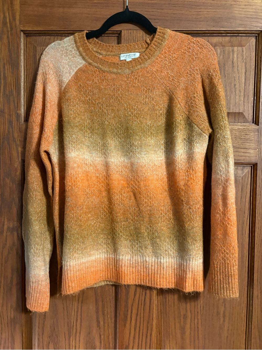 Liverpool Sunset Ombre Crewneck Sweater in Orange and Tan